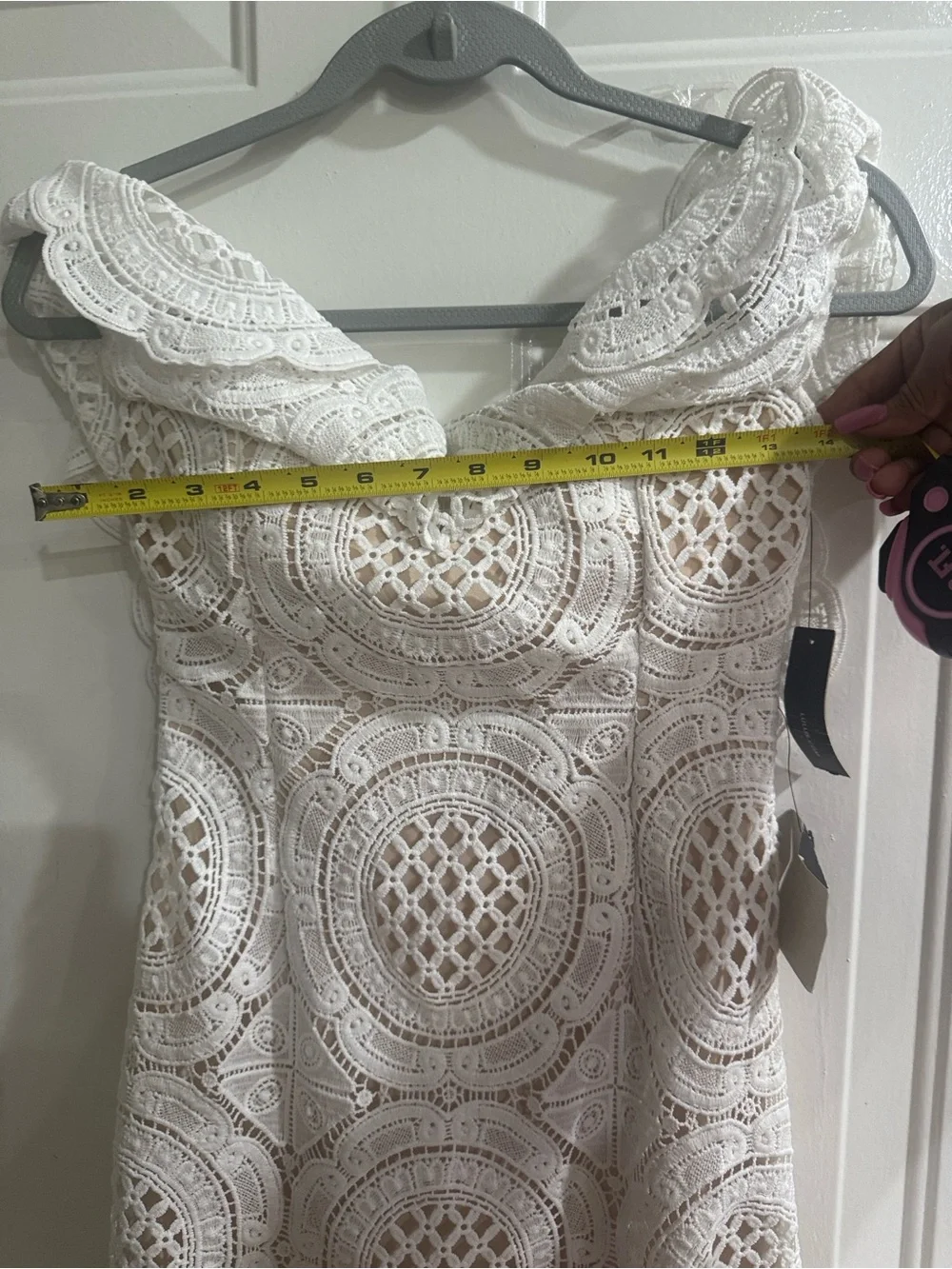 Lulu's Ivory One-Shoulder Lace Cocktail Dress - Picture 12 of 13
